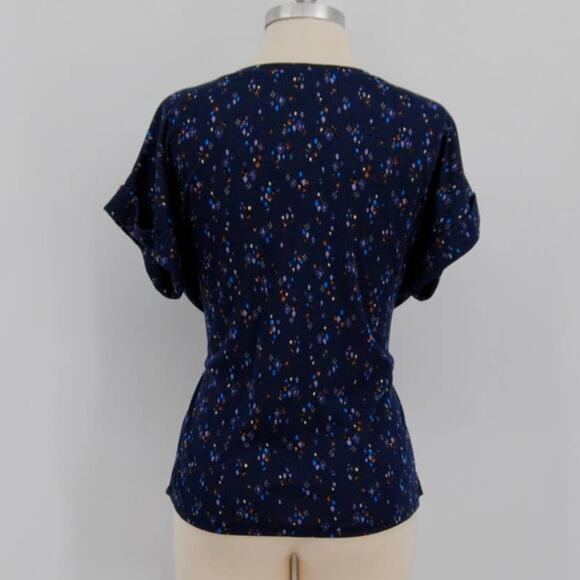 Emelia Blue Abstract Front Tie Blouse - Picture 3 of 6